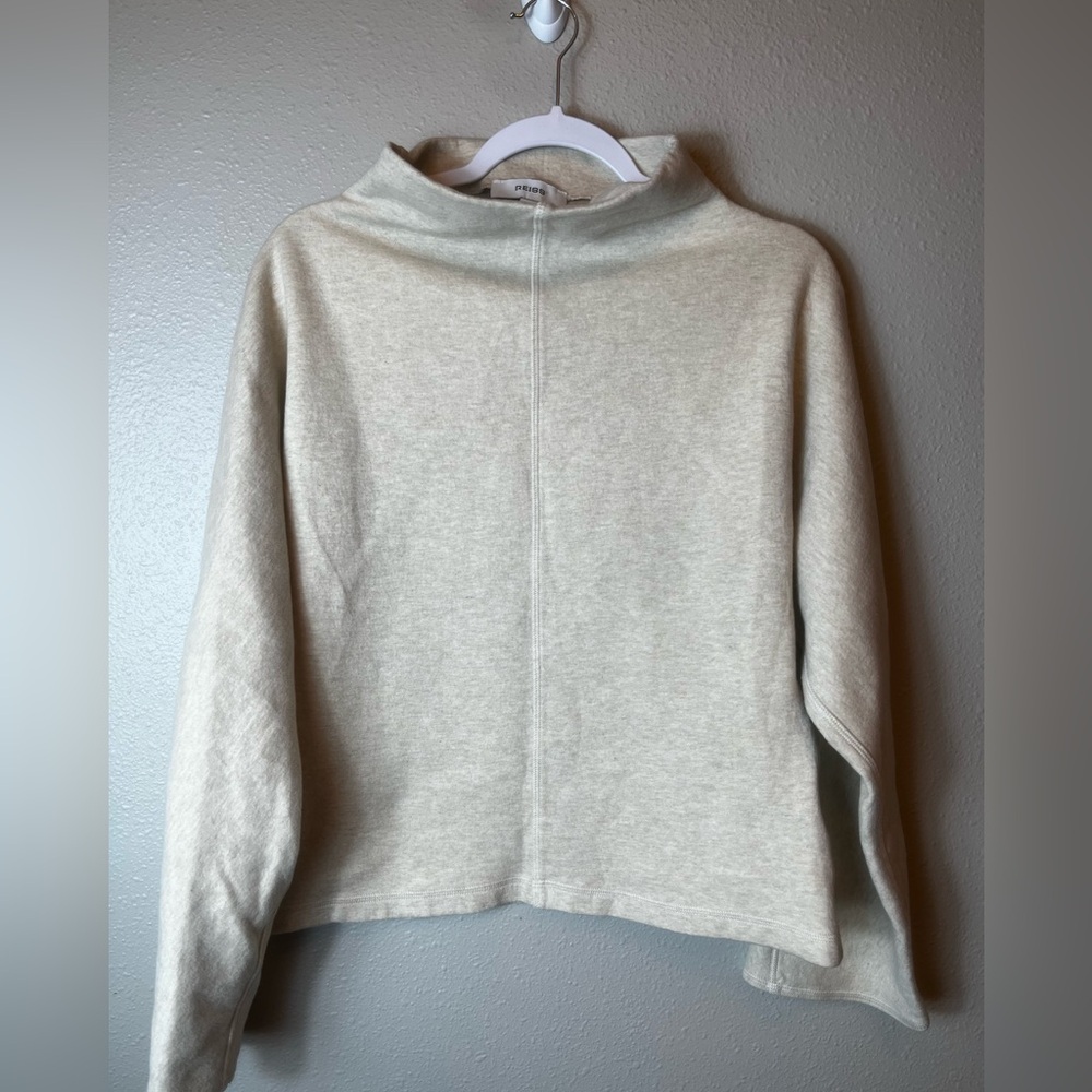 REISS Cotton Blend High Neck Sweater in Neutral Size M